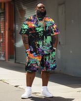 Street Style Colorful Game Printed Big Guy's Set